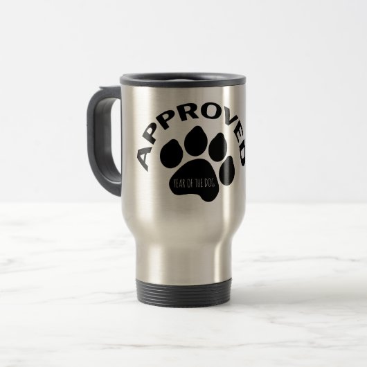 Mug De Voyage Année chinoise de chien approuvée 2018 Monogramme  (Devant gauche)