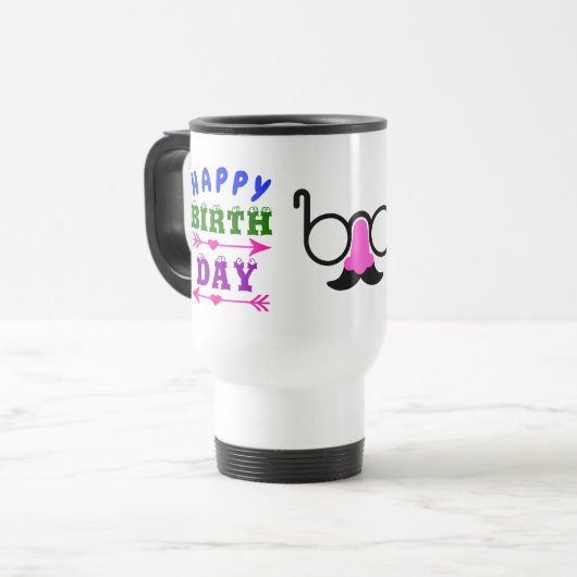 Mug De Voyage Anniversaire Avril Fool's Day Fools Moustache & lu (Devant gauche)