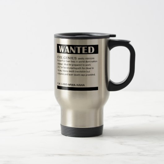 Mug De Voyage Annonce Recherchée de génie mauvais (Droit)