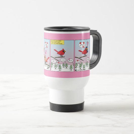 Mug De Voyage Appels de accouplement d'oiseaux modernes comique (Devant droit)