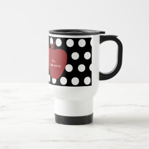 Mug De Voyage Apple et professeur rouges de point de polka