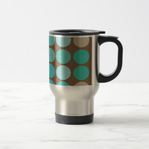 Mug De Voyage Aqua Blue Teal & Brown Dots Pattern