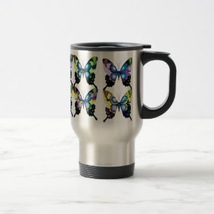 Mug De Voyage Aqua, Rose et Jaune - Élégants papillons