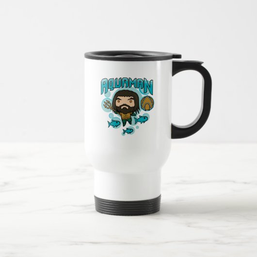 Mug De Voyage Aquaman | Chibi Aquaman Graphisme sous-marin (Droite)