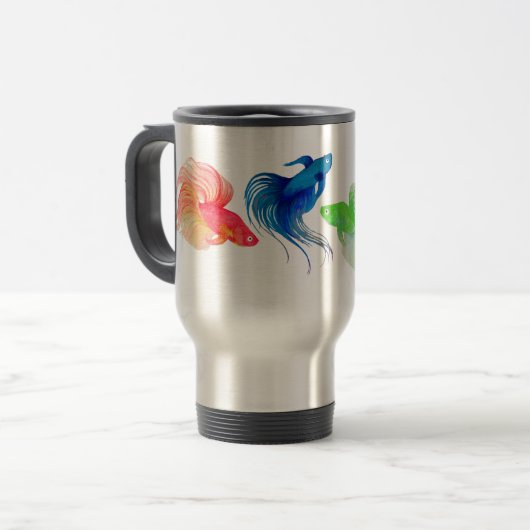 Mug De Voyage Aquarelle Bêta bleue (Devant gauche)
