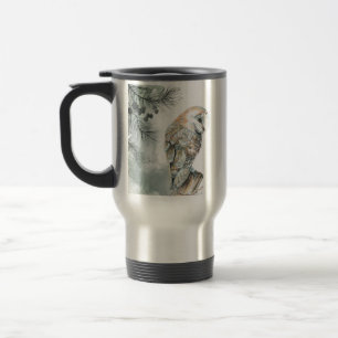 Mug De Voyage Aquarelle Chouette Oiseau Nature Faune Art Café