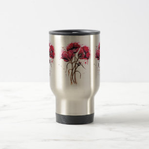 Mug De Voyage Aquarelle Coquelicot Rouge