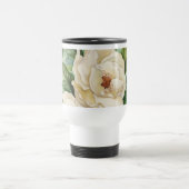 Mug De Voyage Aquarelle florale Magnolia blanche Fleurs Nom (Centre)