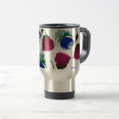 Mug De Voyage Aquarelle Florales Bleu Bourgogne Peinture verte (Devant droit)