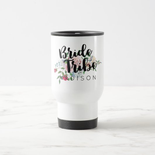 Mug De Voyage Aquarelle Rose floue Mariage de mariée tribu (Centre)