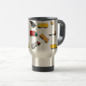 Mug De Voyage Aquarelle rouge jaune Nom Transport Camion (Devant droit)