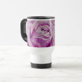 Mug De Voyage Aquarelle rustique violet Rose Monogramme bois (Devant gauche)