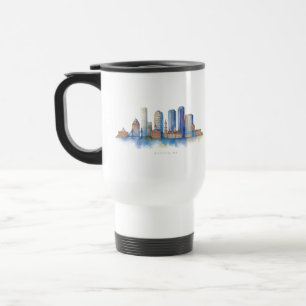 Mug De Voyage Aquarelle Skyline de Boston City MA Boston moder