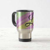 Mug De Voyage Aquarelle vert simple pourpre ajouter votre monogr (Devant gauche)