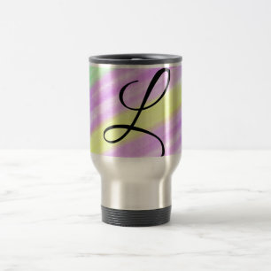 Mug De Voyage Aquarelle vert simple pourpre ajouter votre monogr