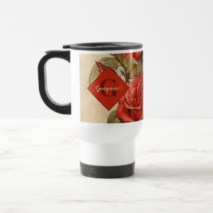 Mug De Voyage Aquarelle Vintage personnalisée Roses Florales Rou