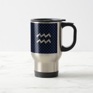 Mug De Voyage Aquarius Zodiac Sign on Royal Blue Carbon Fiber