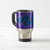 Mug De Voyage Arabesque bleu sur le pourpre - fractale (Devant gauche)