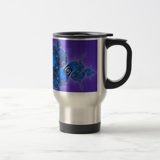 Mug De Voyage Arabesque bleu sur le pourpre - fractale (Droit)