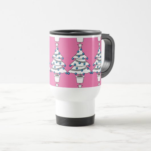 Mug De Voyage Arbre de Noël blanc (Devant droit)