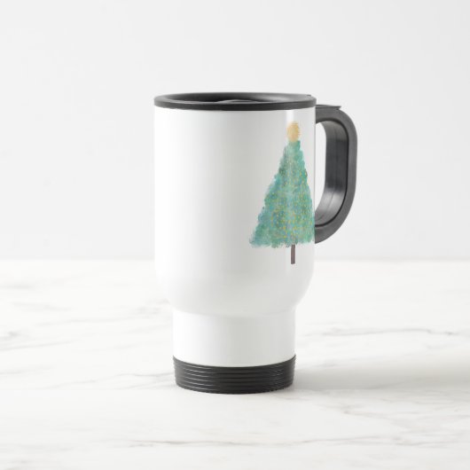 Mug De Voyage Arbre de Noël de la parties scintillant verte (Devant droit)