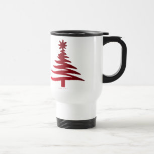 Mug De Voyage Arbre de Noël Moderne Pochoir Imprimé Rouge
