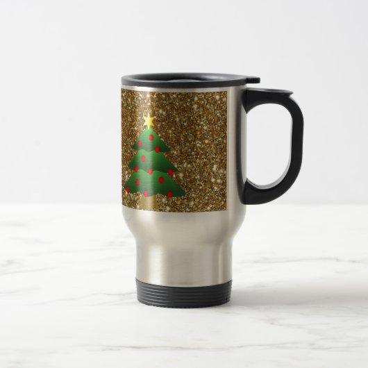 Mug De Voyage Arbre de Noël Parties scintillant d'or (Droit)