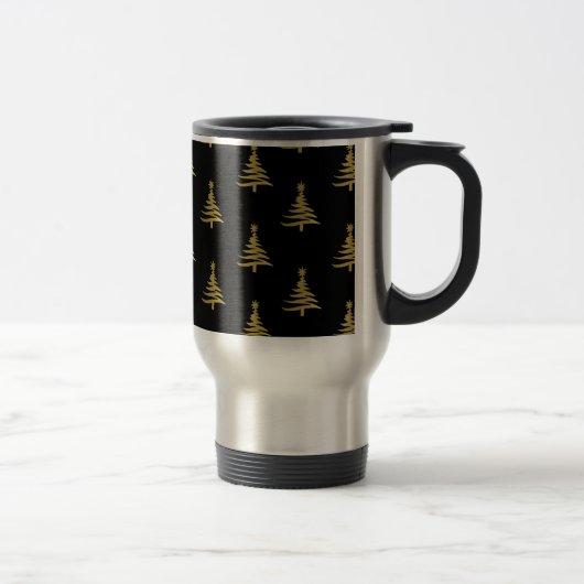 Mug De Voyage Arbres de Noël en or sur noir (Droit)