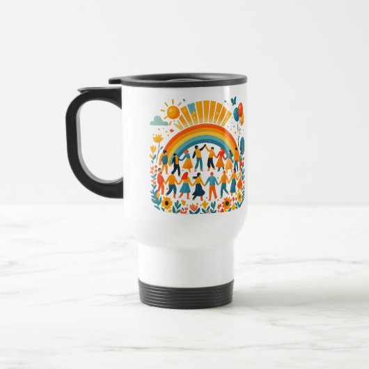 Mug de voyage Arc-en-ciel d'unité et de diversité (Gauche)