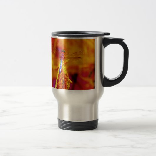 Mug De Voyage Arc-en-ciel libellule sur ambre et fuschie (Droit)