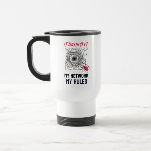 Mug De Voyage Architecte informatique : Mon réseau, mes règles D (Gauche)