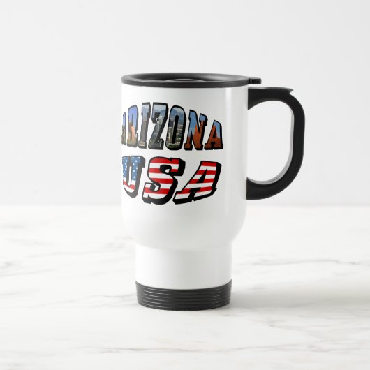 Mug De Voyage Arizona Picture et USA Flag Text (Droite)