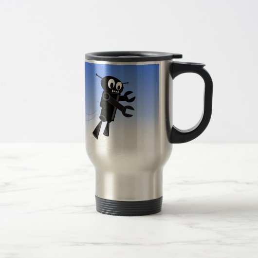 Mug De Voyage Arrière - plan Black Flying Robot Blue Sky (Droit)