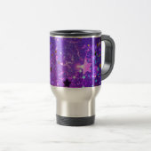 Mug De Voyage Arrière - plan de feuille violet avec étoiles (Devant droit)