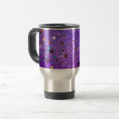 Mug De Voyage Arrière - plan de feuille violet avec étoiles (Devant gauche)