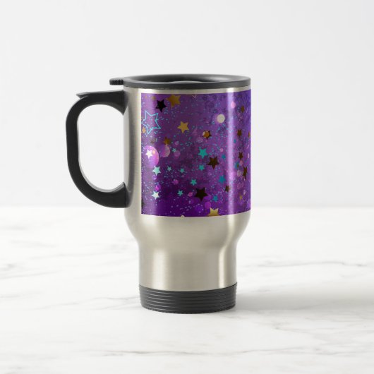 Mug De Voyage Arrière - plan de feuille violet avec étoiles (Gauche)
