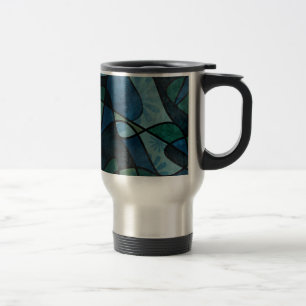 Mug De Voyage Art abstrait de verre teinté numérique sarcelle bl