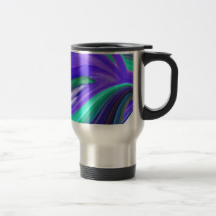 Mug De Voyage Art Abstrait Purple N Feuille Turquoise