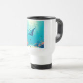 Mug De Voyage Art côtier classique, raie manta (Devant droit)