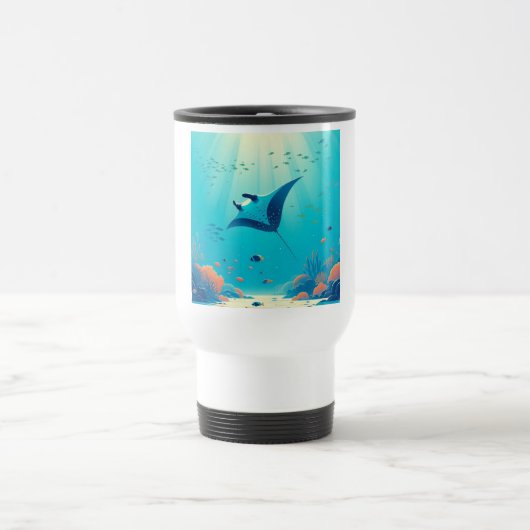 Mug De Voyage Art côtier classique, raie manta (Centre)