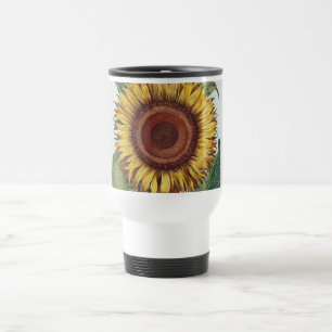 Mug De Voyage Art de fleur de damas vintage tournesol
