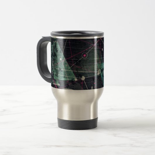 Mug De Voyage Art de graffiti numérique abstrait géométrique coo (Devant gauche)