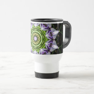 Mug De Voyage Art de kaléidoscope de mandala floral pourpre