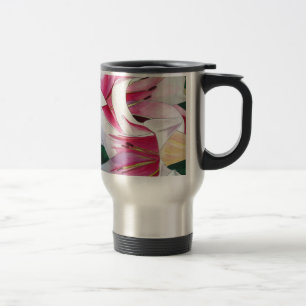 Mug De Voyage Art de l'aquarelle de fleurs de laine blanche et r