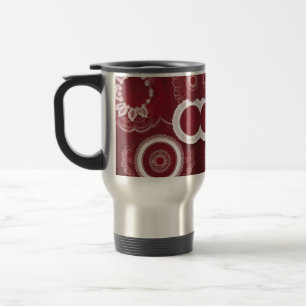 Mug De Voyage Art de l'IA florale rouge foncé