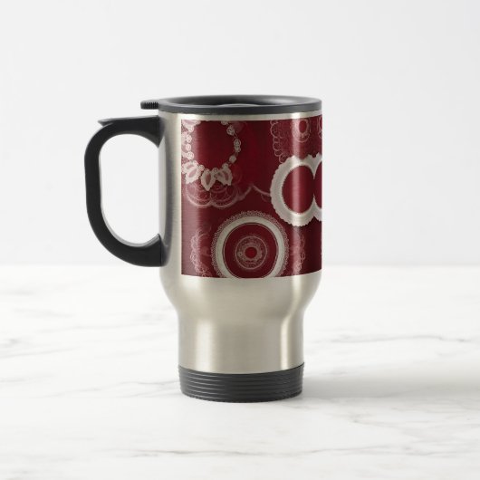 Mug De Voyage Art de l'IA florale rouge foncé (Gauche)