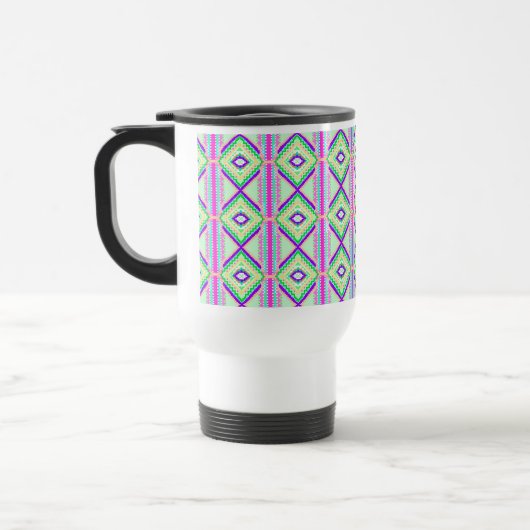 Mug De Voyage Art Pixel Boho Géométrique Coloré (Gauche)