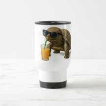 Autocollant Tortue Cool Buvant du Jus