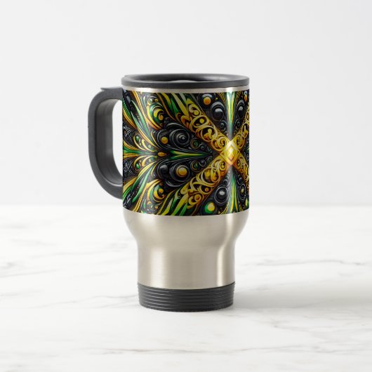 Mug de voyage aux couleurs jamaïcaines design (Devant gauche)