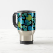 Mug de voyage avec couvercle, Motif de lunes bleue (Devant gauche)